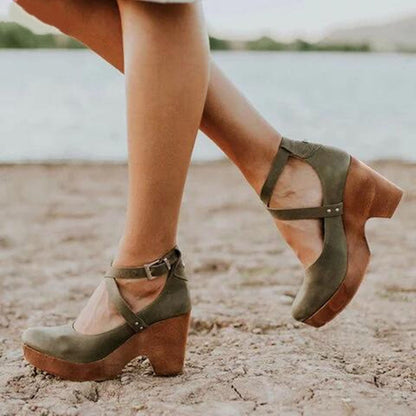 Melissa | Refined Wedge Heels with Closed Toe & Ankle Strap