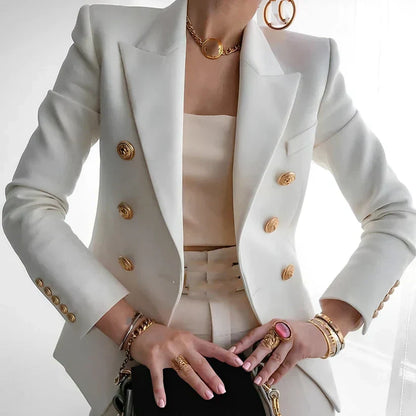 Rhonda | Women's Timeless Double-Breasted Blazer with Gold Buttons