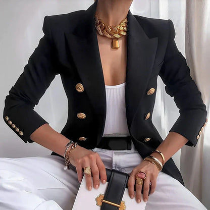 Rhonda | Women's Timeless Double-Breasted Blazer with Gold Buttons