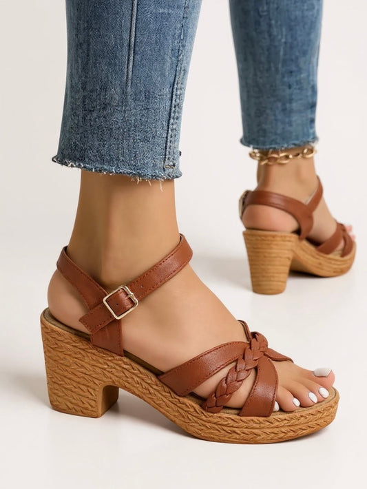 Tina | Women's Woven Block Heel Cushioned Sandals