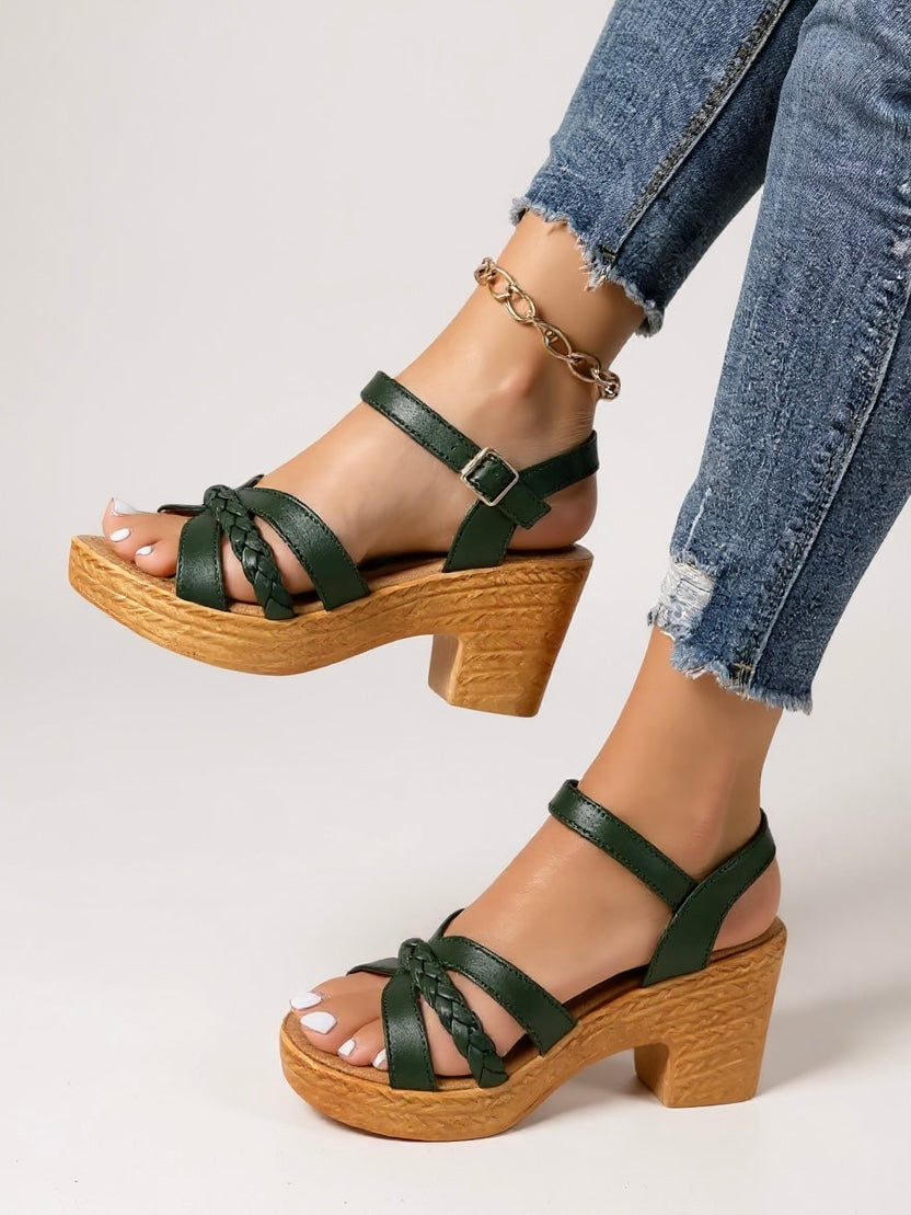 Tina | Women's Woven Block Heel Cushioned Sandals