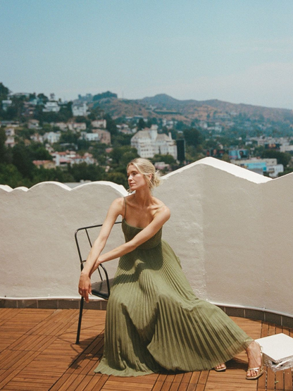Emma | Sculpted Pleated Maxi Dress