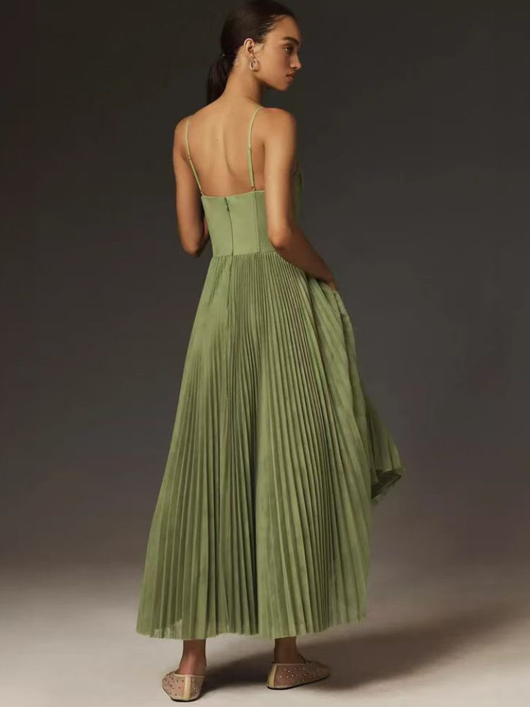 Emma | Sculpted Pleated Maxi Dress
