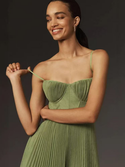Emma | Sculpted Pleated Maxi Dress