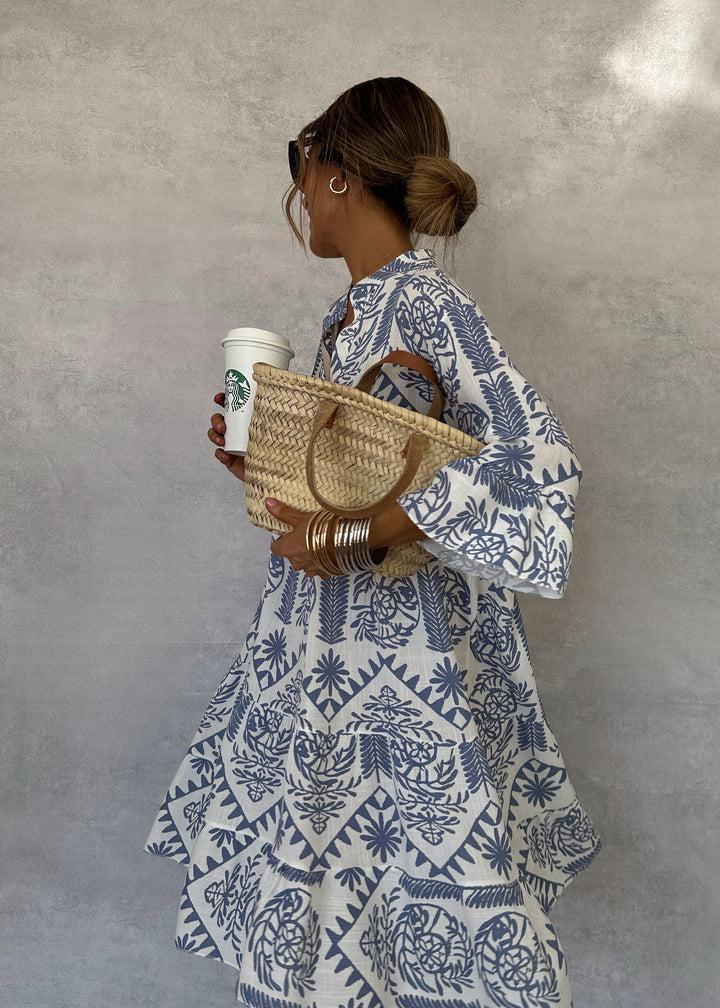 Rebecca | Women's Bohemian Print V-Neck Three-Quarter Sleeve Swing Dress