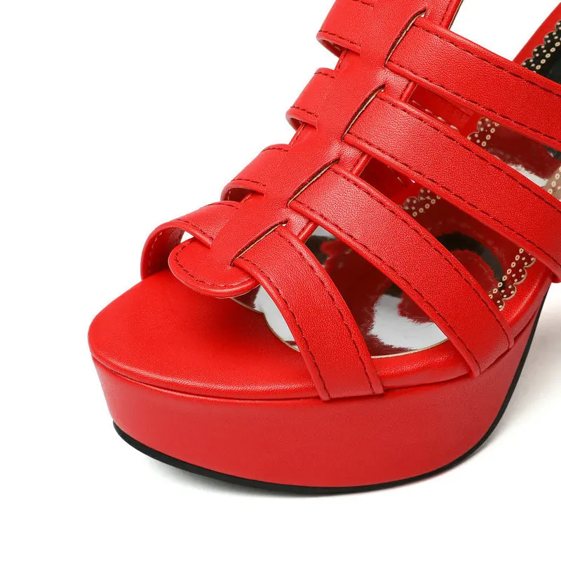 Victoria | Women's Leather Platform Flat Sandals Wide Fit