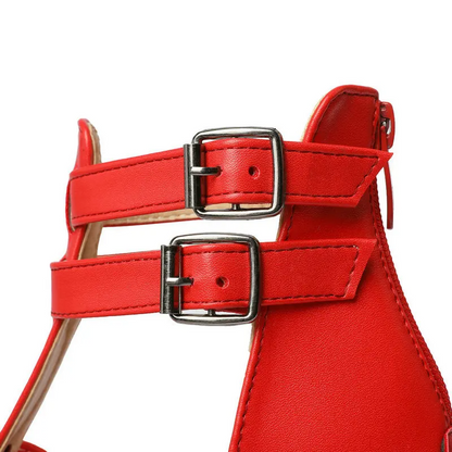 Victoria | Women's Leather Platform Flat Sandals Wide Fit