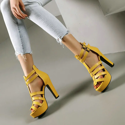 Victoria | Women's Leather Platform Flat Sandals Wide Fit