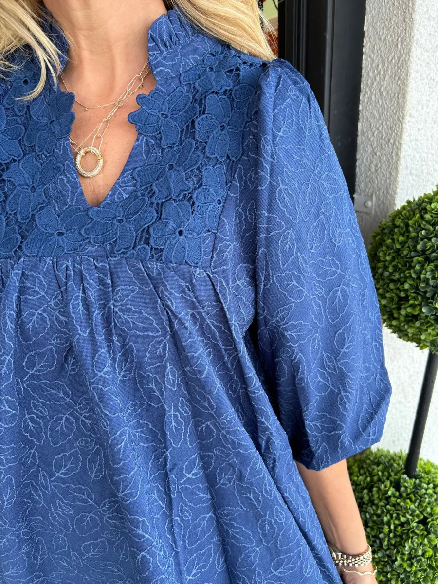 Arianna | Women's Puff Sleeve Short Dress V-Neck Smock Babydoll