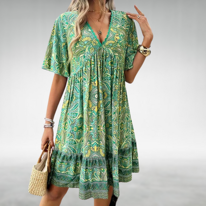 Zoey | Women's Paisley Bohemian Short Dress Vacation