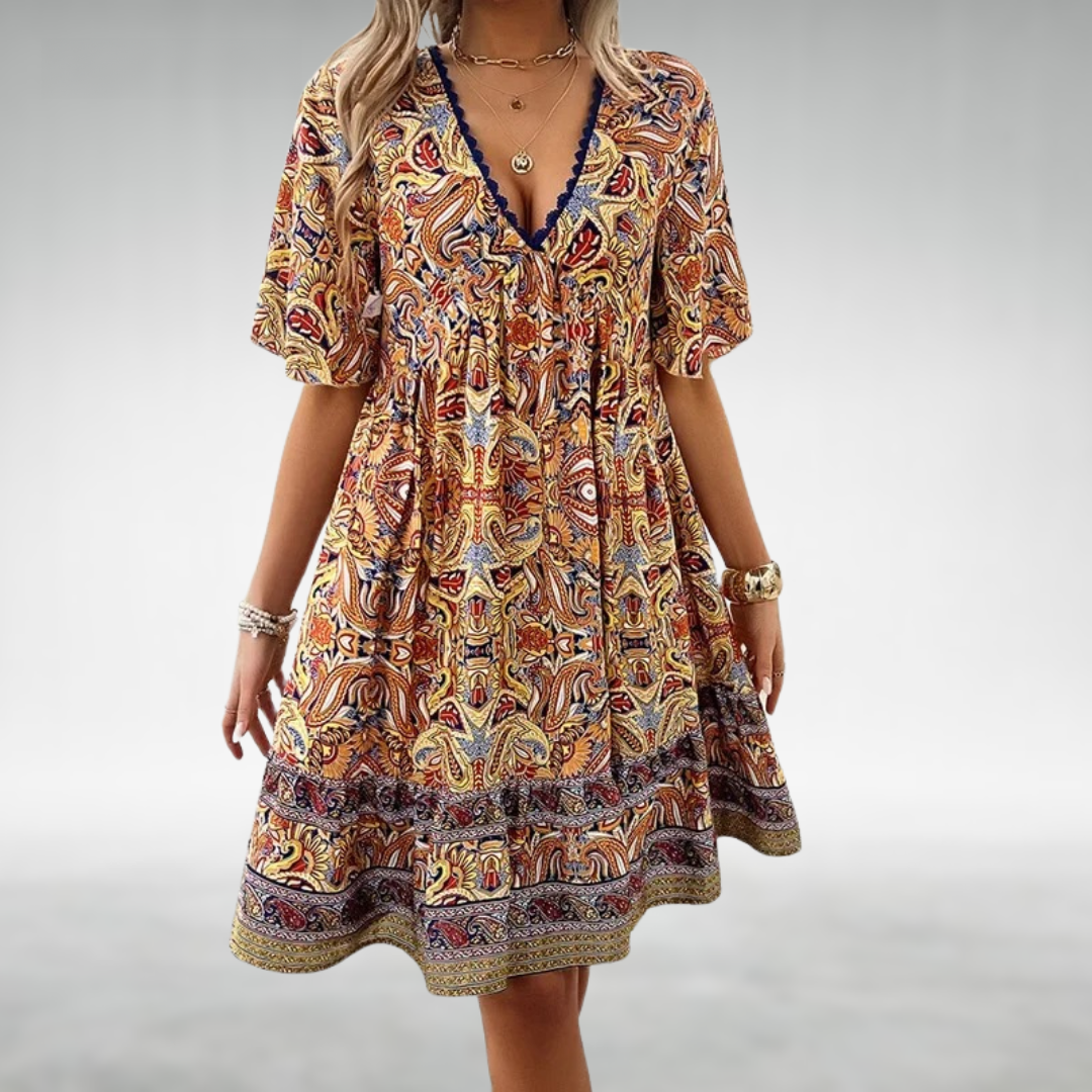 Zoey | Women's Paisley Bohemian Short Dress Vacation