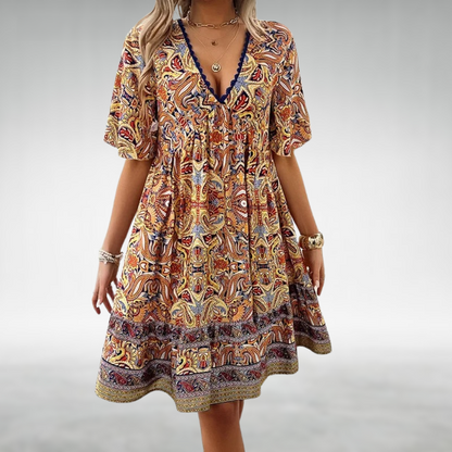 Zoey | Women's Paisley Bohemian Short Dress Vacation