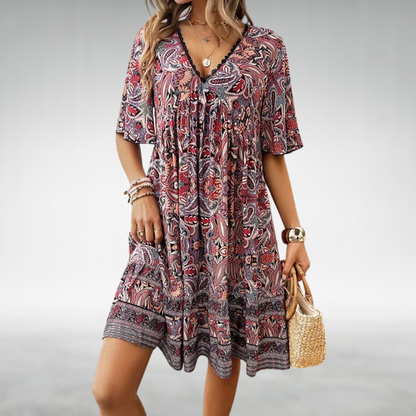 Zoey | Women's Paisley Bohemian Short Dress Vacation