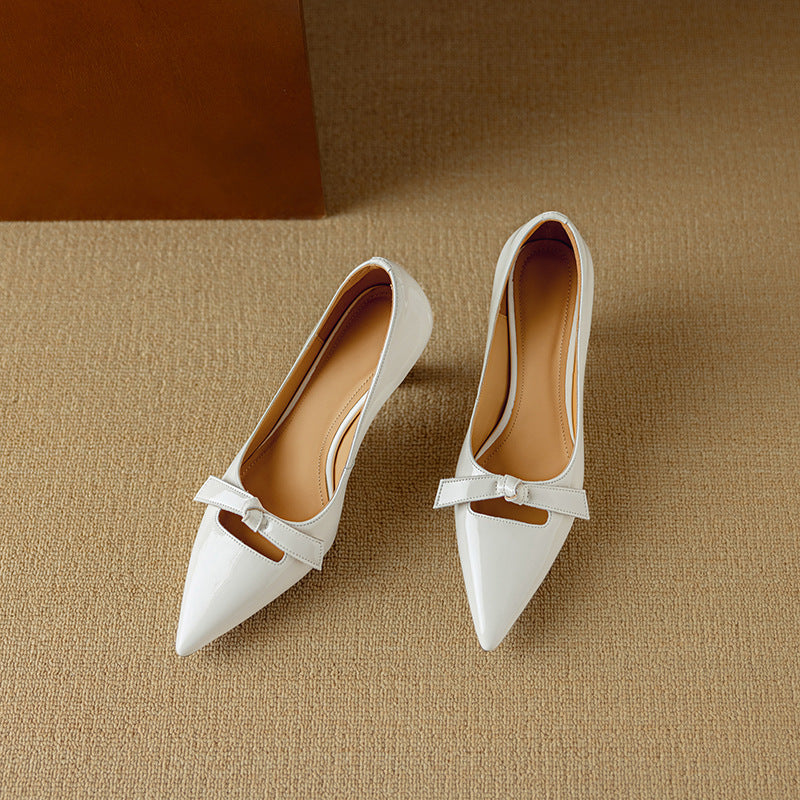 Adriana | Women's Bow Detail Pumps Pointed Toe Kitten Heel Shoes