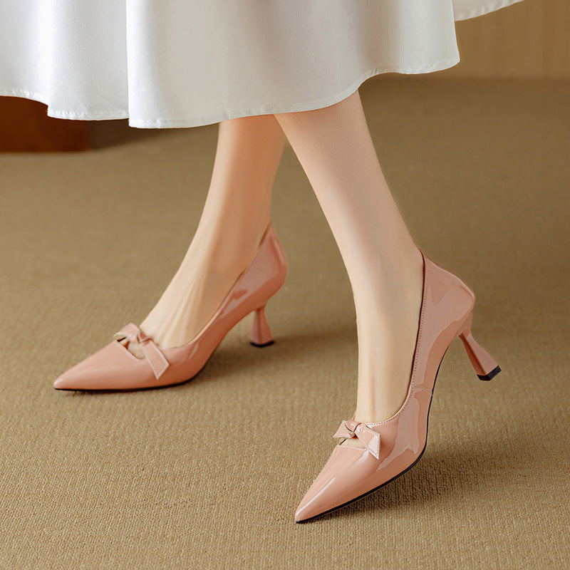 Adriana | Women's Bow Detail Pumps Pointed Toe Kitten Heel Shoes
