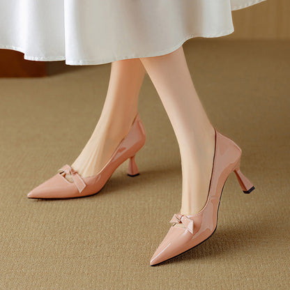 Adriana | Women's Bow Detail Pumps Pointed Toe Kitten Heel Shoes