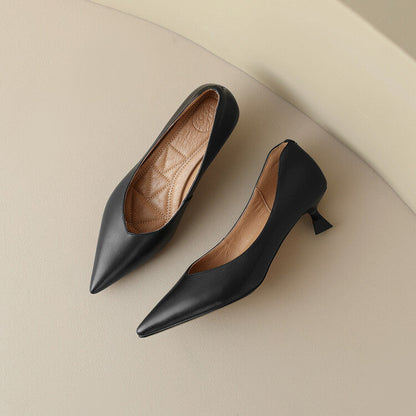 Isabella | Women's Pointed Toe Pumps Low Kitten Heel Slip On Shoes
