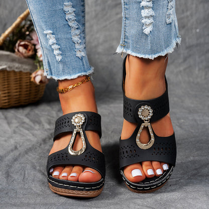 Charlene | Women's Orthopedic Rhinestone Flat Sandals