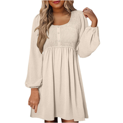 Rebecca | Women's Smocked Empire Waist Full Sleeve Short Dress