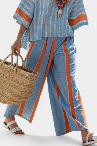 Quinn | Women's Striped Two-Piece Set Wide Leg Pants