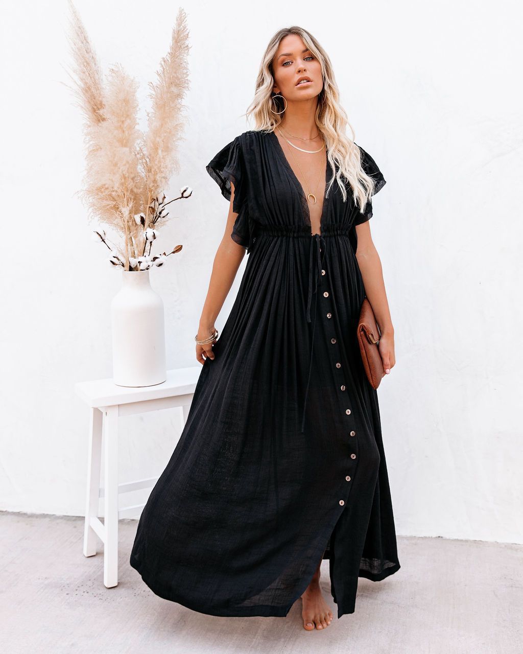Zoey | Women's Wrap V Neck Bohemian Flowy Beach Cover Up Beach