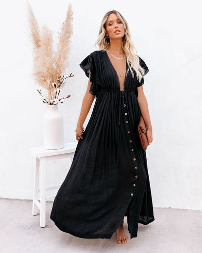 Zoey | Women's Wrap V Neck Bohemian Flowy Beach Cover Up Beach
