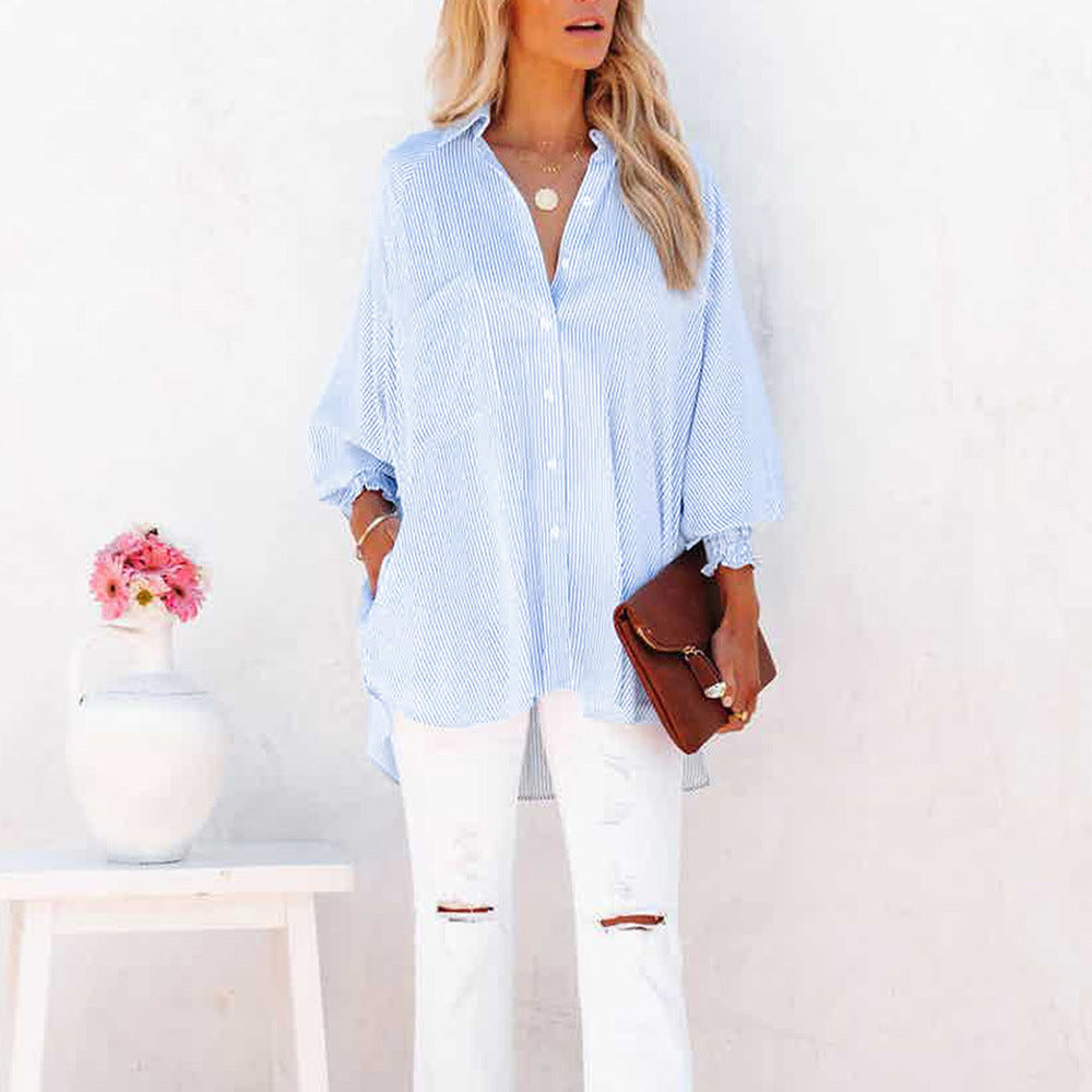Simone | Women's Striped Oversized Button-Down Shirt Long Sleeve