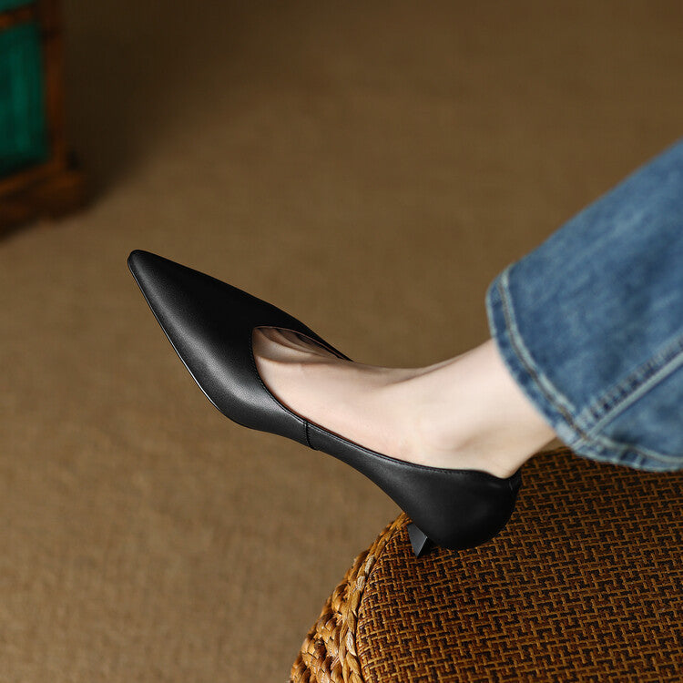 Isabella | Women's Pointed Toe Pumps Low Kitten Heel Slip On Shoes