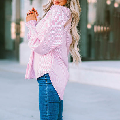 Simone | Women's Striped Oversized Button-Down Shirt Long Sleeve
