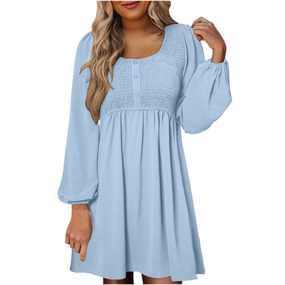 Rebecca | Women's Smocked Empire Waist Full Sleeve Short Dress