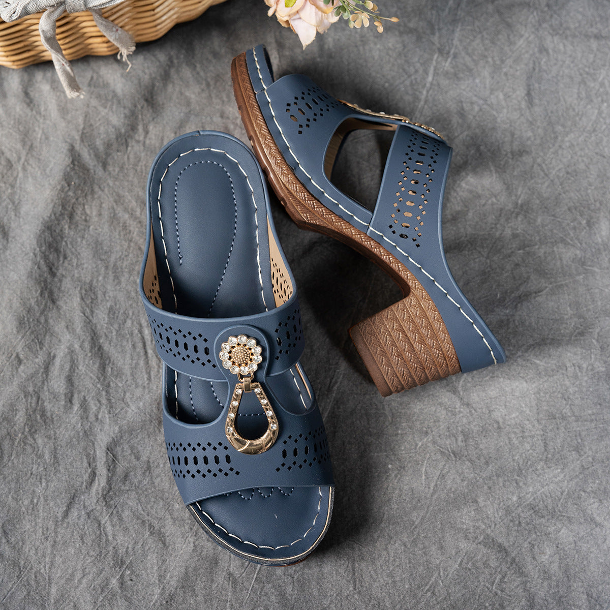 Charlene | Women's Orthopedic Rhinestone Flat Sandals