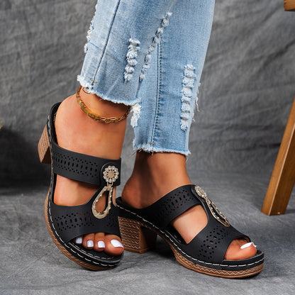 Charlene | Women's Orthopedic Rhinestone Flat Sandals