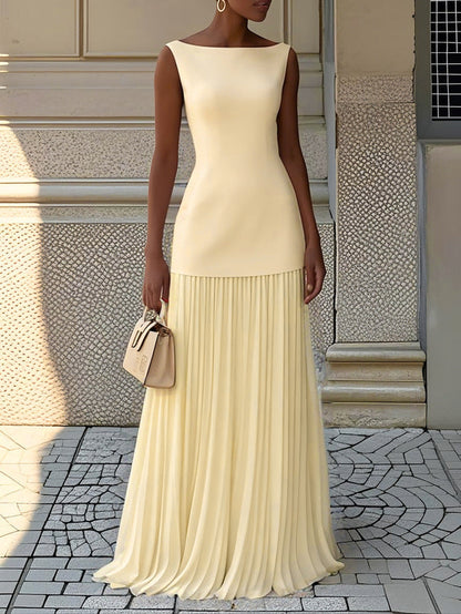 Aaliyah | No-Sleeve Pleated Maxi Dress