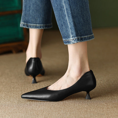 Isabella | Women's Pointed Toe Pumps Low Kitten Heel Slip On Shoes