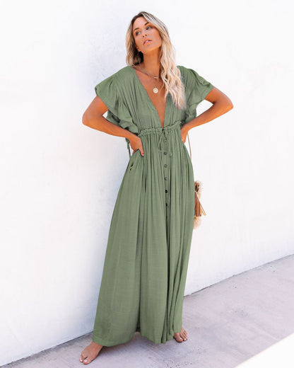 Zoey | Women's Wrap V Neck Bohemian Flowy Beach Cover Up Beach