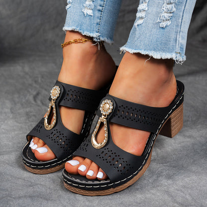 Charlene | Women's Orthopedic Rhinestone Flat Sandals