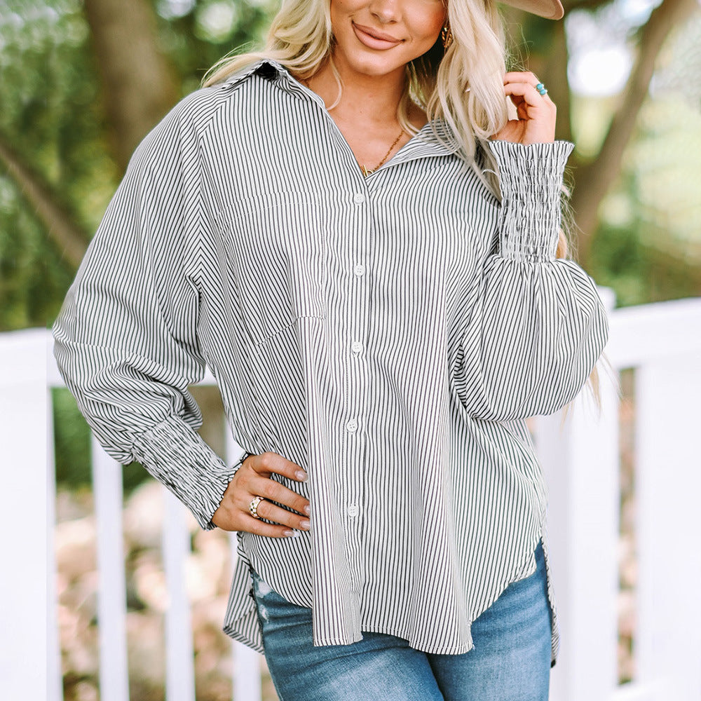 Simone | Women's Striped Oversized Button-Down Shirt Long Sleeve