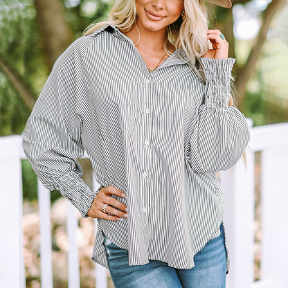 Simone | Women's Striped Oversized Button-Down Shirt Long Sleeve