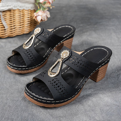 Charlene | Women's Orthopedic Rhinestone Flat Sandals