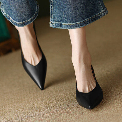 Isabella | Women's Pointed Toe Pumps Low Kitten Heel Slip On Shoes