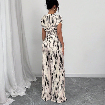 Paige | Women's Printed Wide-Leg Jumpsuit One Shoulder Belted