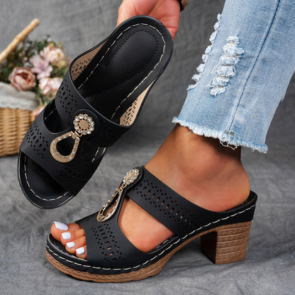 Charlene | Women's Orthopedic Rhinestone Flat Sandals