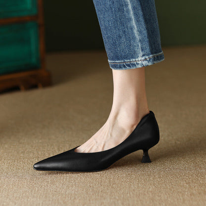 Isabella | Women's Pointed Toe Pumps Low Kitten Heel Slip On Shoes