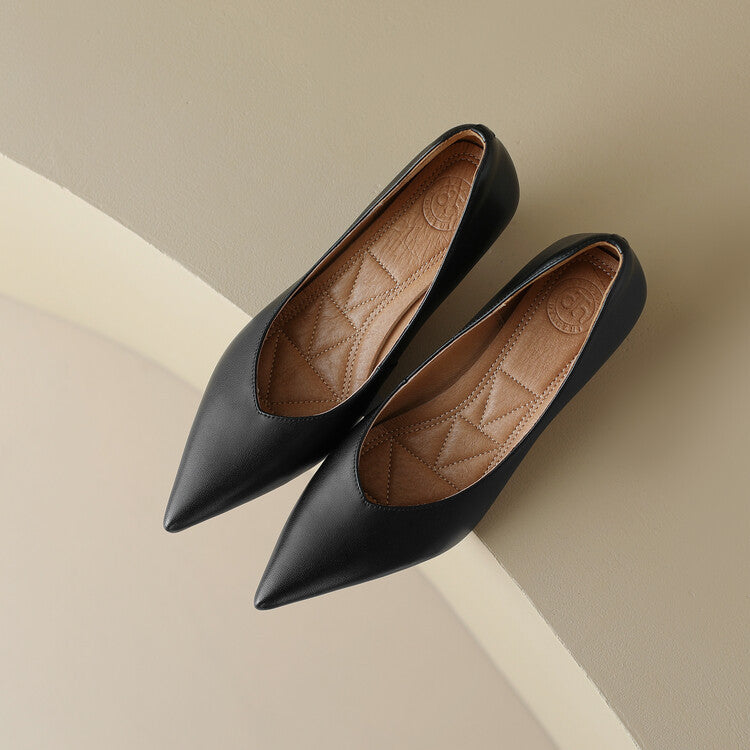 Isabella | Women's Pointed Toe Pumps Low Kitten Heel Slip On Shoes