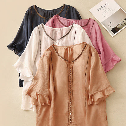Gia™ | Pattern Ruffle Sleeve Blouse
