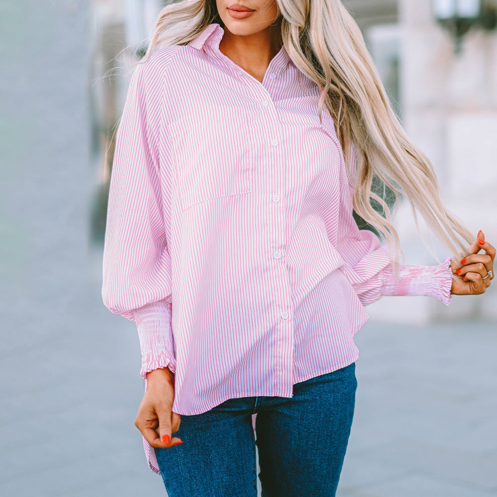 Simone | Women's Striped Oversized Button-Down Shirt Long Sleeve