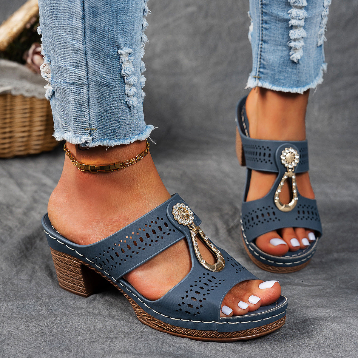 Charlene | Women's Orthopedic Rhinestone Flat Sandals