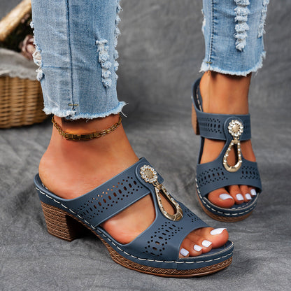 Charlene | Women's Orthopedic Rhinestone Flat Sandals