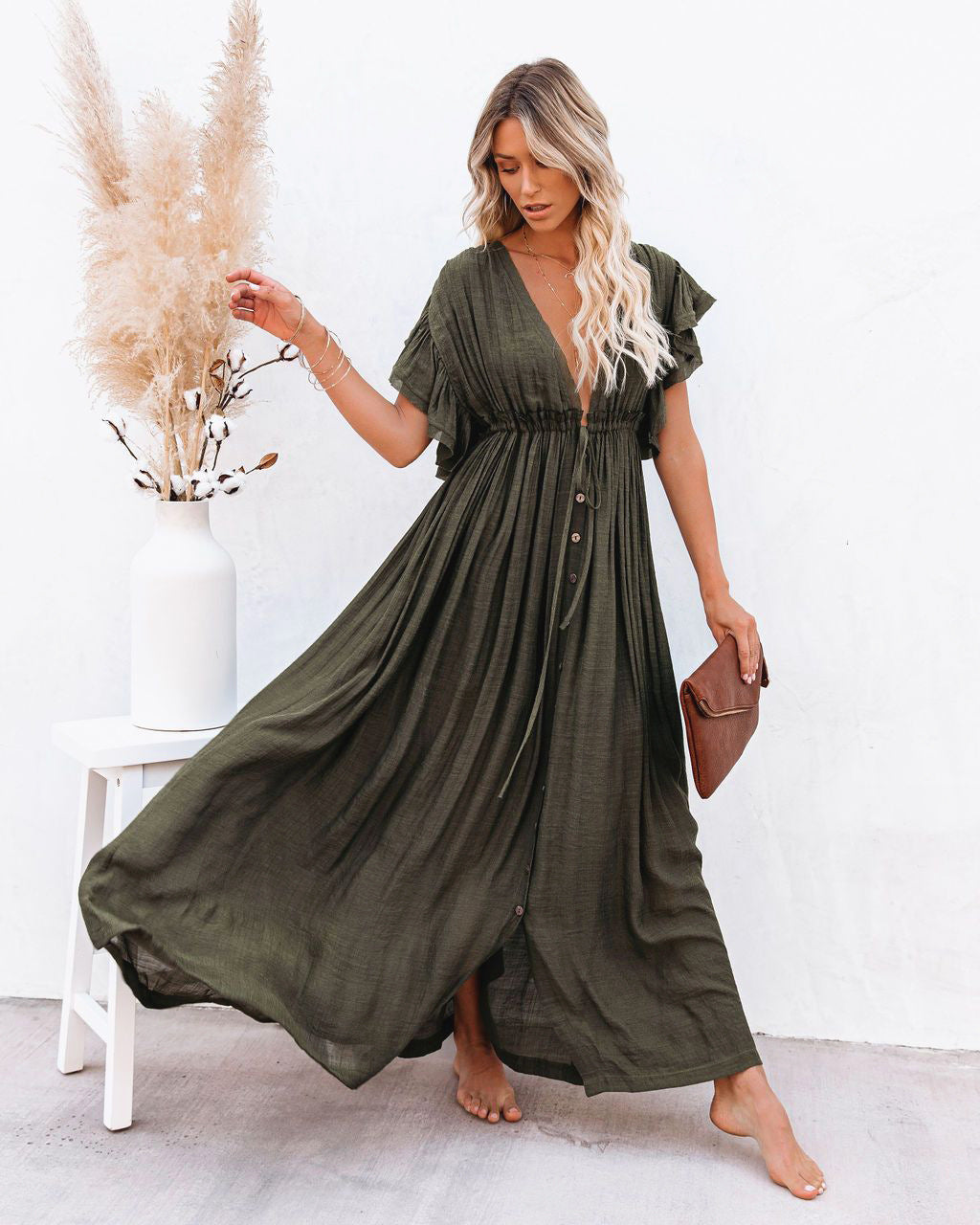 Zoey | Women's Wrap V Neck Bohemian Flowy Beach Cover Up Beach