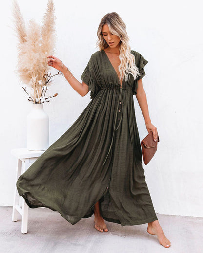 Zoey | Women's Wrap V Neck Bohemian Flowy Beach Cover Up Beach